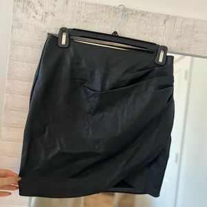 Abercrombie vegan leather black  mini skirt with ruche detail NWT size S